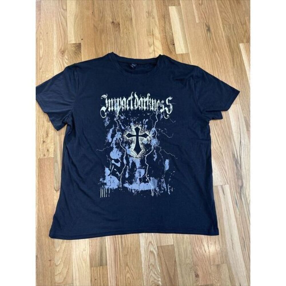 Impact Darkness T-shirt Size large y2k Black cross